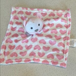 Swindles Owl Plush Pink Hearts on White Fleece Lovey Security Blanket Baby